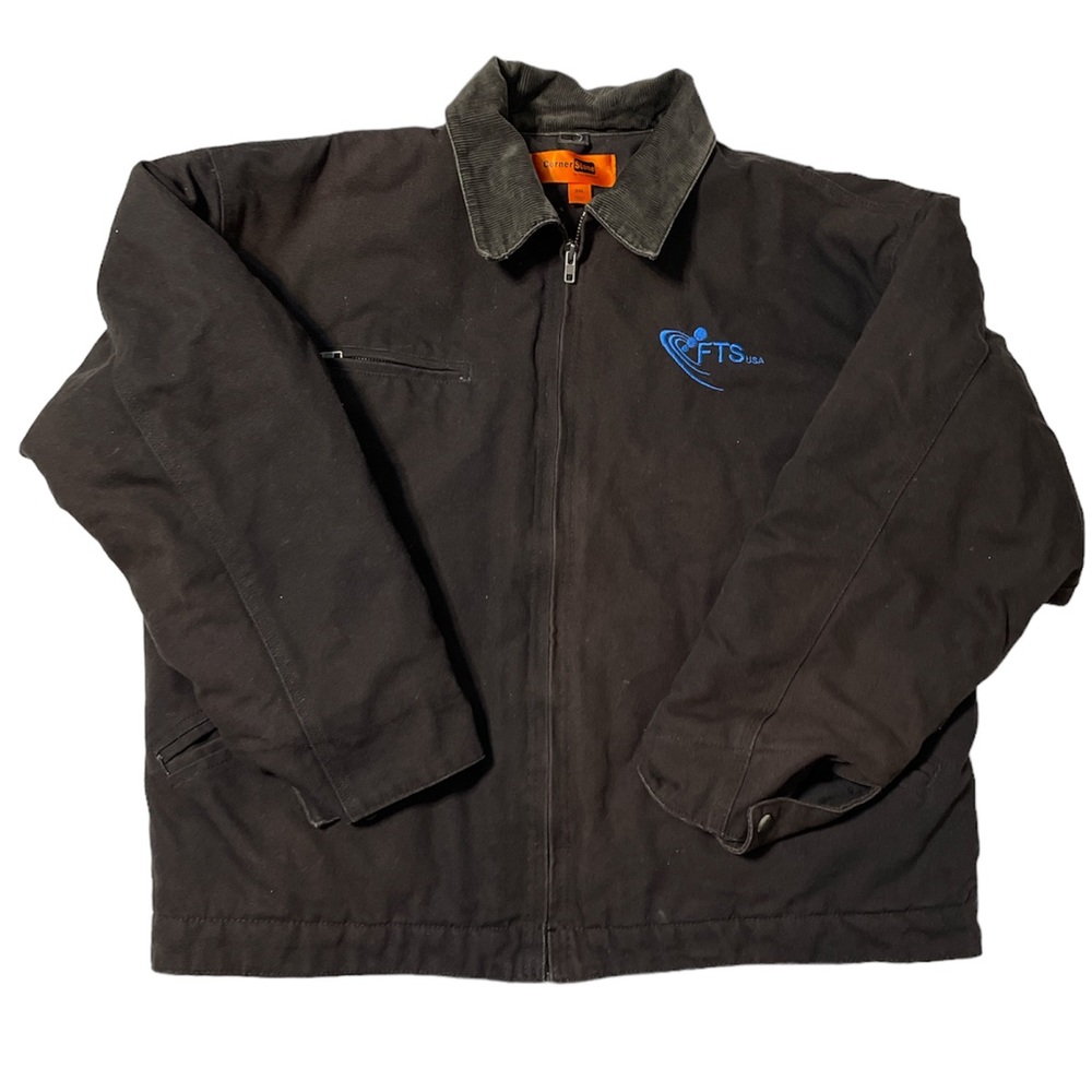 Cornerstone Jacket Men’s 2X Large Black With FTS USA Logo Cotton Work Coat Lined